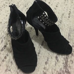 Steven by Steve Madden Black Suede Peep Toe Heel