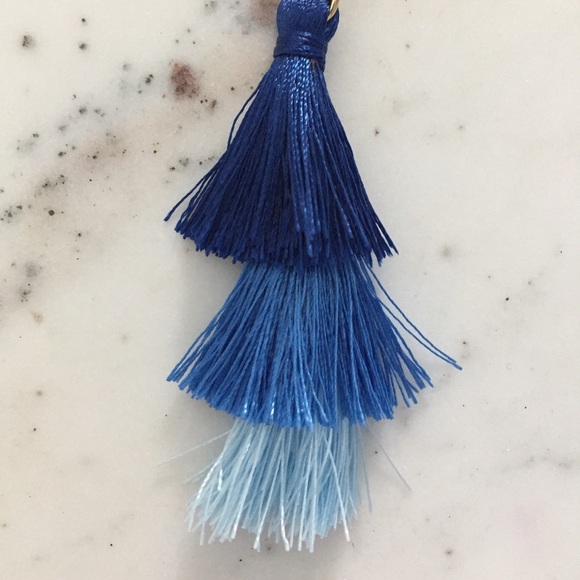 "Kiki" Earrings || Blue Ombré Tassel Statement - Picture 5 of 8