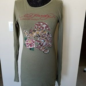Ed Hardy long green top