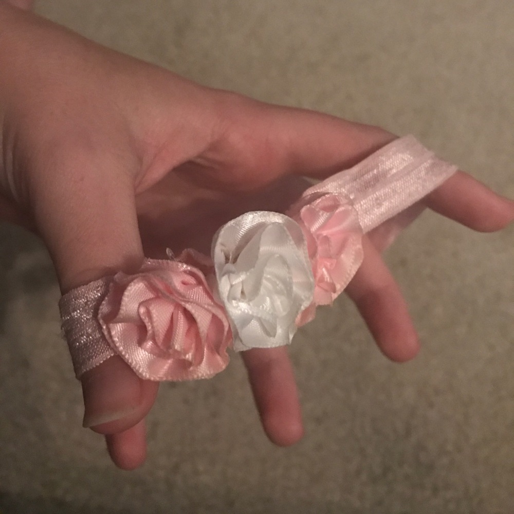 Pink and white rose head band