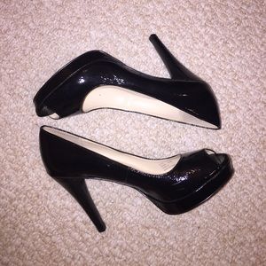 Calvin Klein black peep toe pump