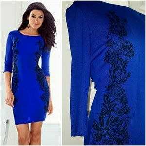 Blue w/ Black Lace Pattern-Great Holiday Dress