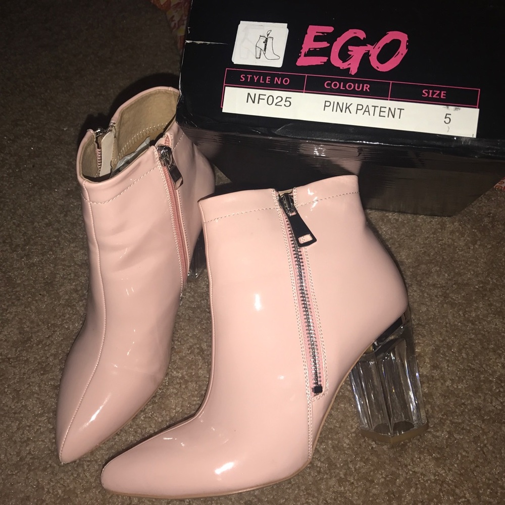 Pink Boot W/ Clear Heel