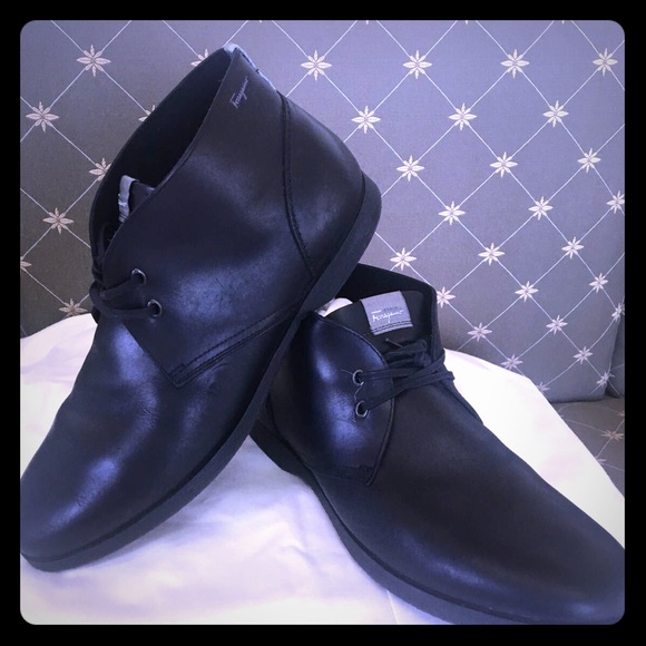 Ferragamo Chukka Boots (Black Leather)
