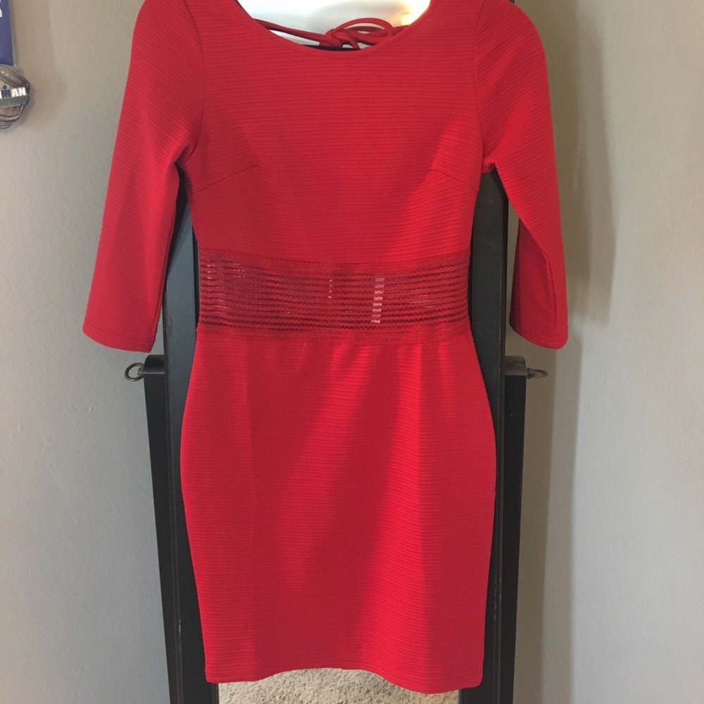 Red dress with cutout & low back