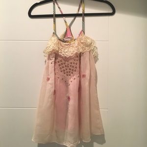 Free People silk embellished top