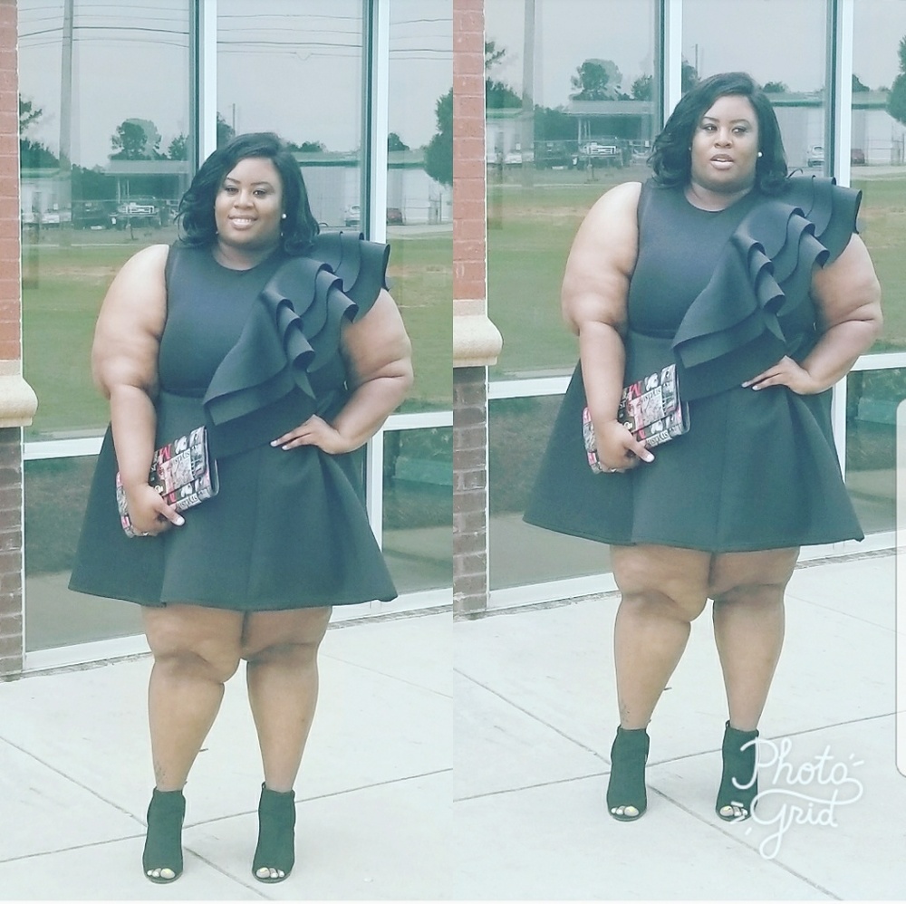 Black Ruffle Skater Dress