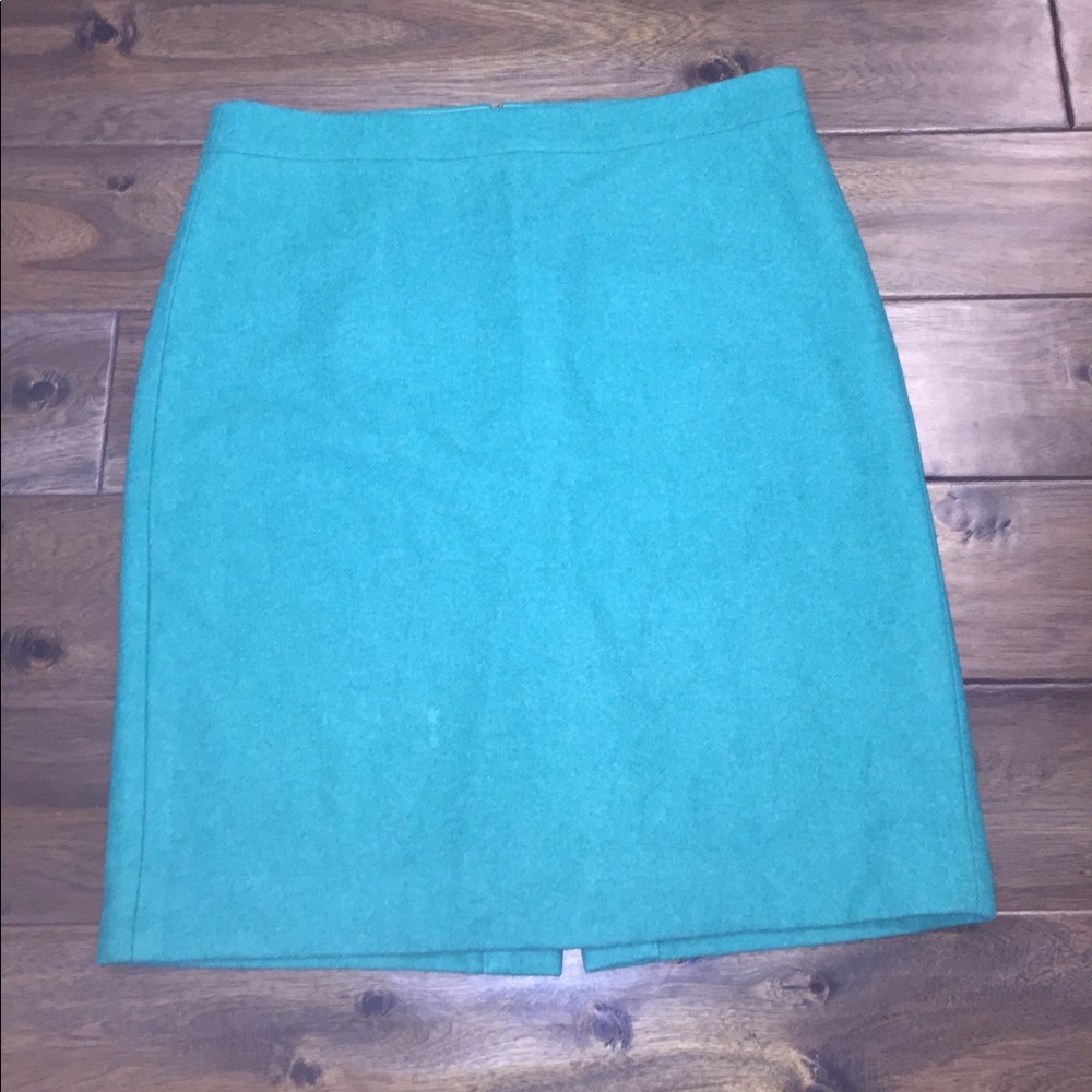 Teal Wool J. Crew Pencil Skirt