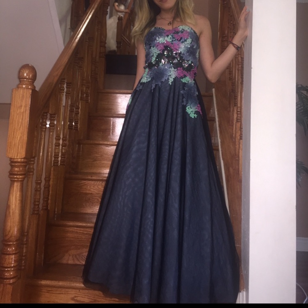 Petite Floral Embroidered Prom Wedding Dress