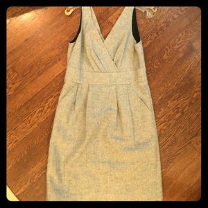 Black and silver tweed sleeveless dress.