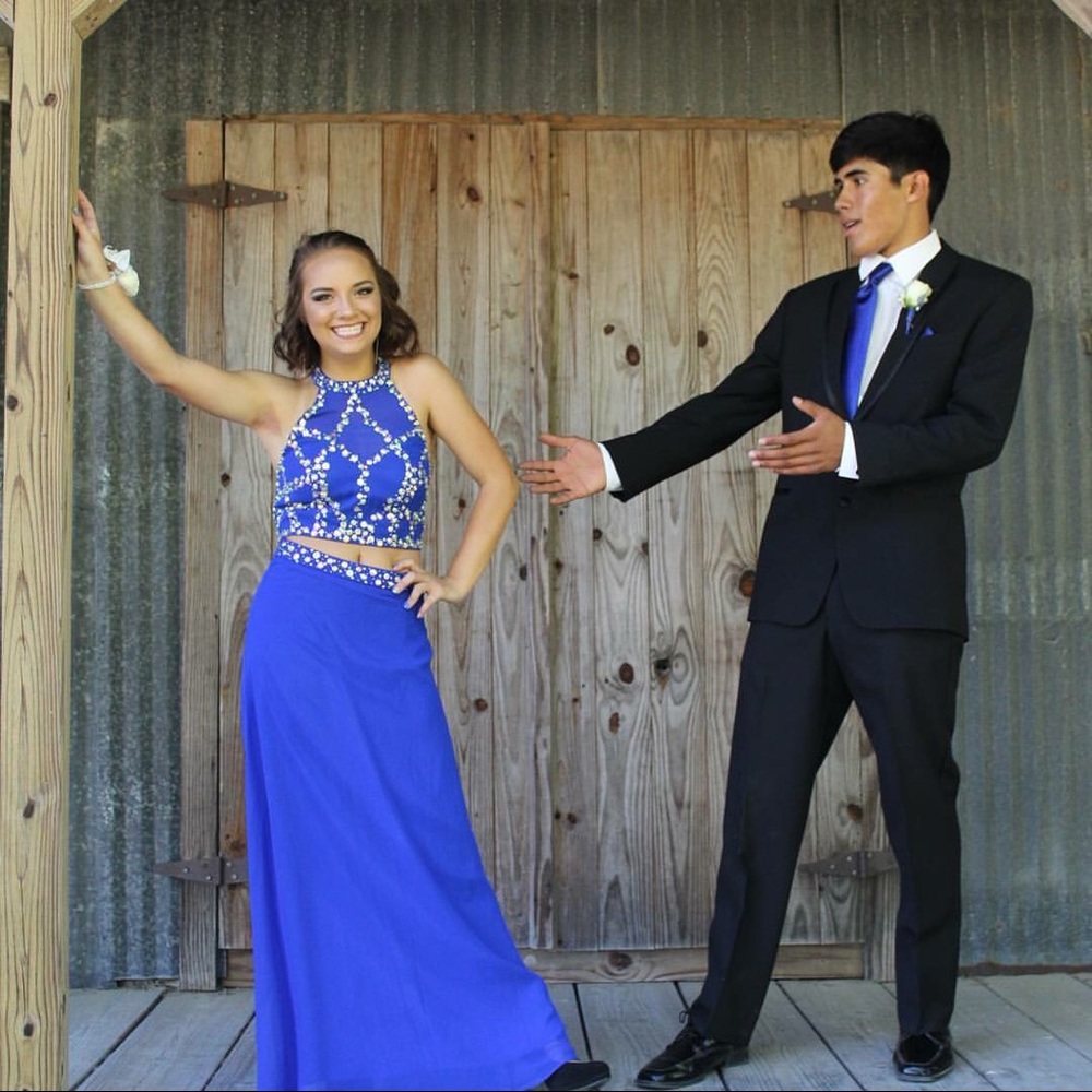 Cobalt blue 2 peice prom dress