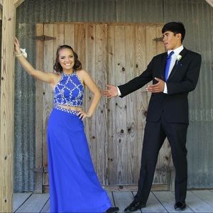 Cobalt blue 2 peice prom dress