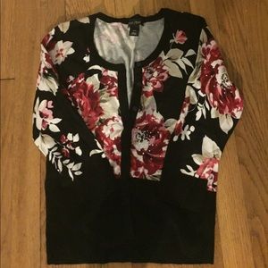 White House Black Market Rose Embellished Cardigan