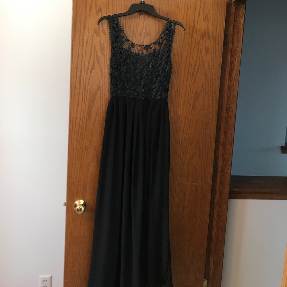 Open Back Maxi Dress with crochet detail