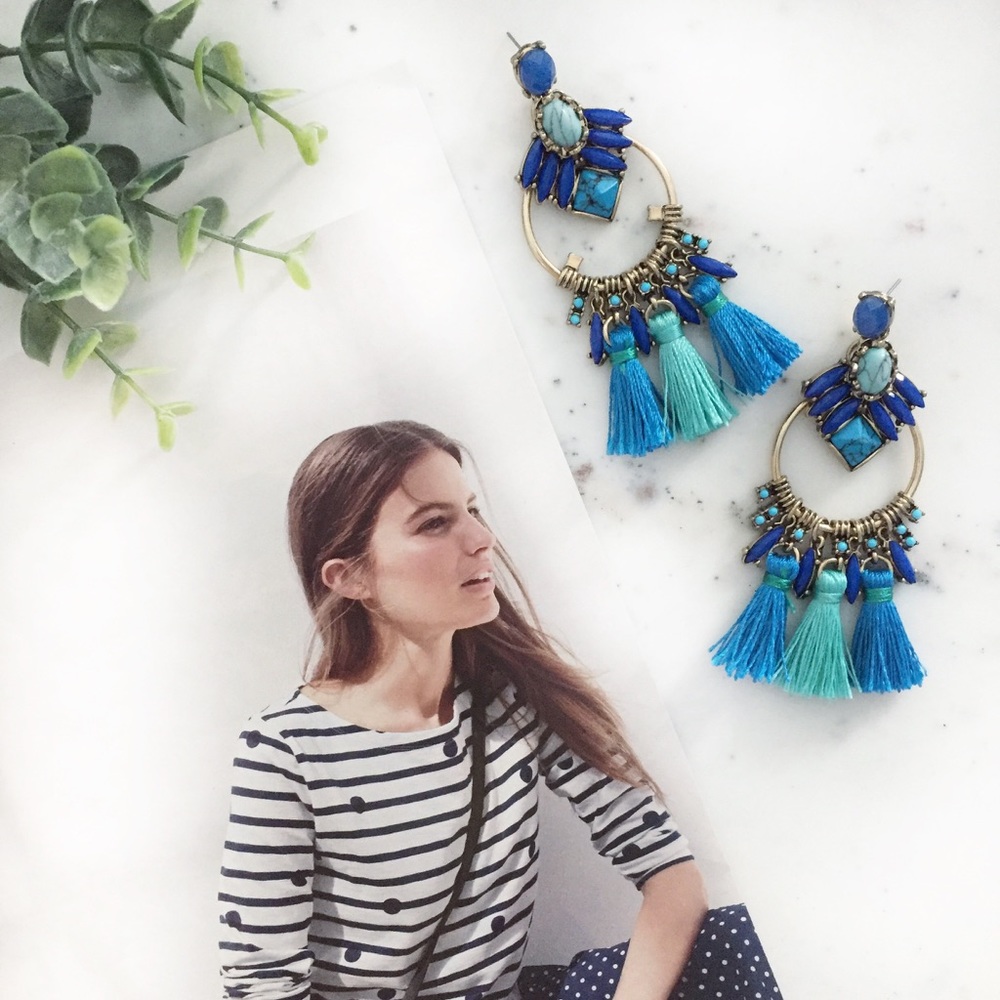 "Mirabel" Earrings || Blue Tassel Statement