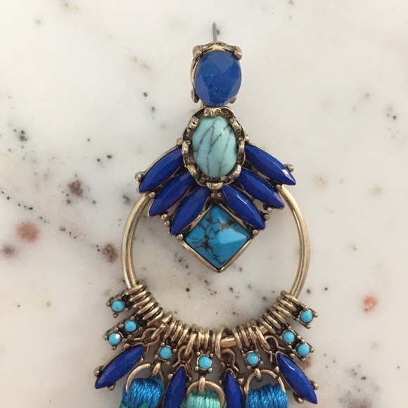 "Mirabel" Earrings || Blue Tassel Statement - Picture 6 of 9