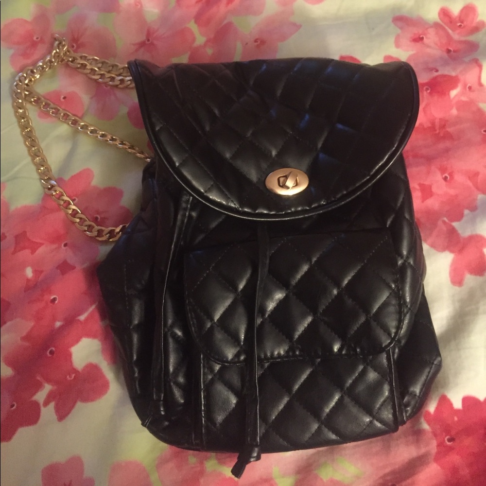 Faux Leather Chained Mini Backpack