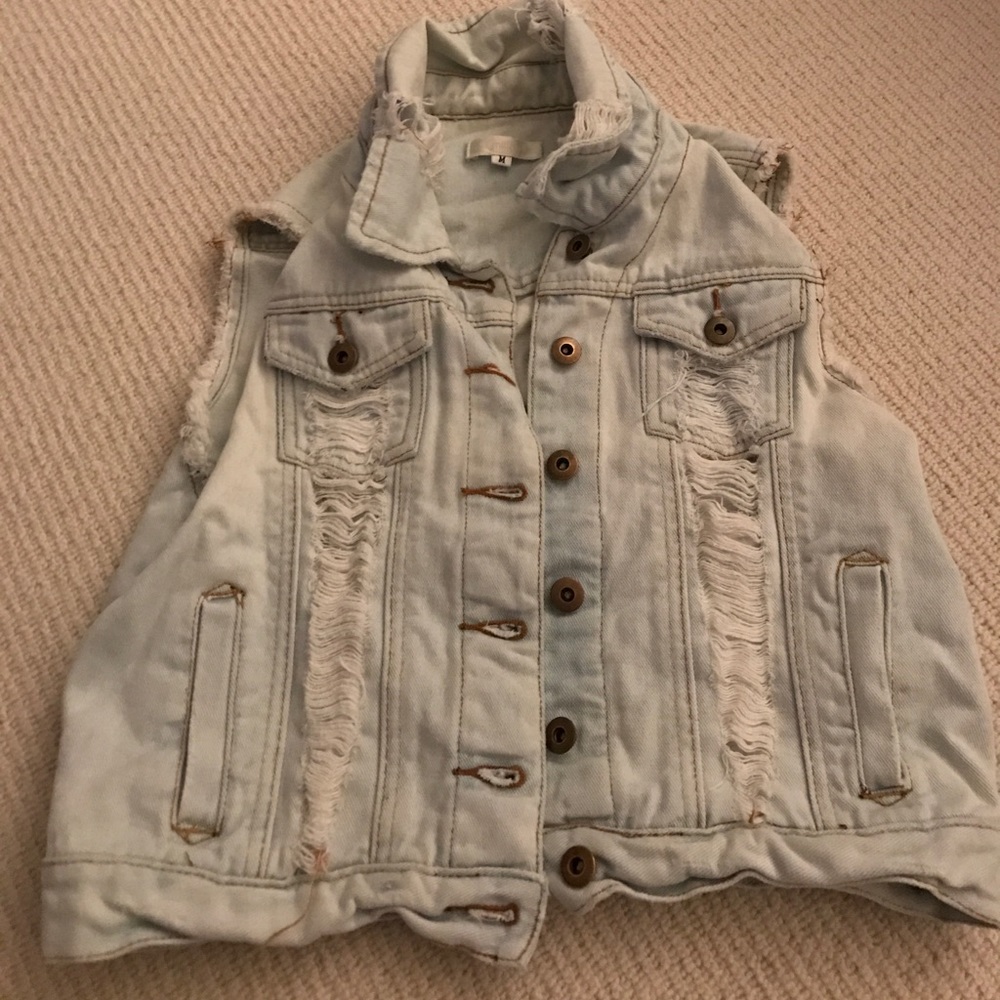 Lf distressed denim vest