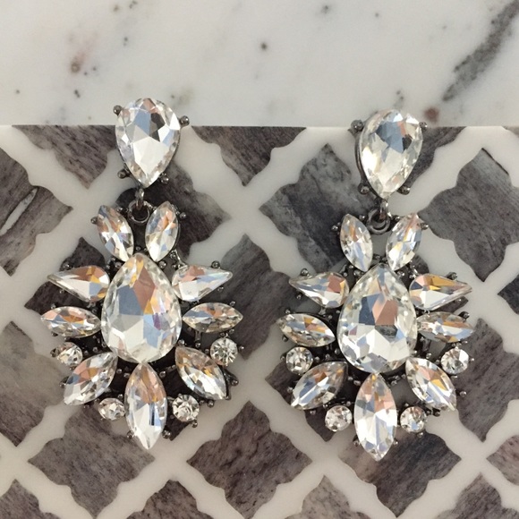 "Vivienne" Earrings || Clear Crystal Statement - Picture 3 of 9