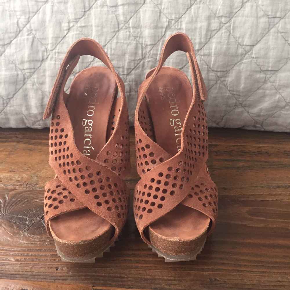 Pedro Garcia Suede Platform Sandal Slingback 37
