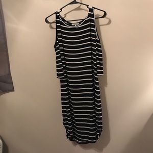 Black and white striped dress