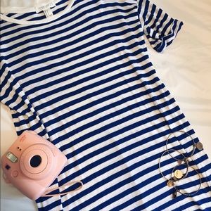 forever 21 blue and white striped t shirt dress
