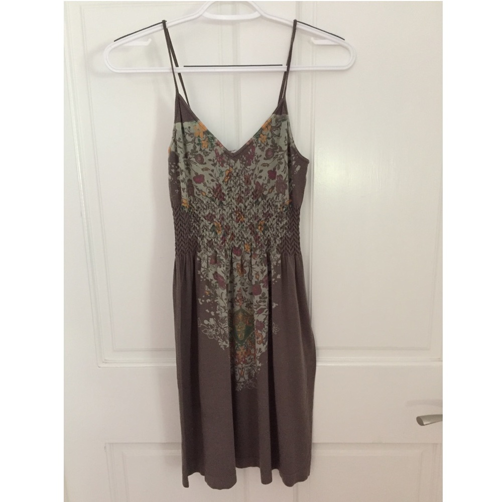 Faded brown floral print dress