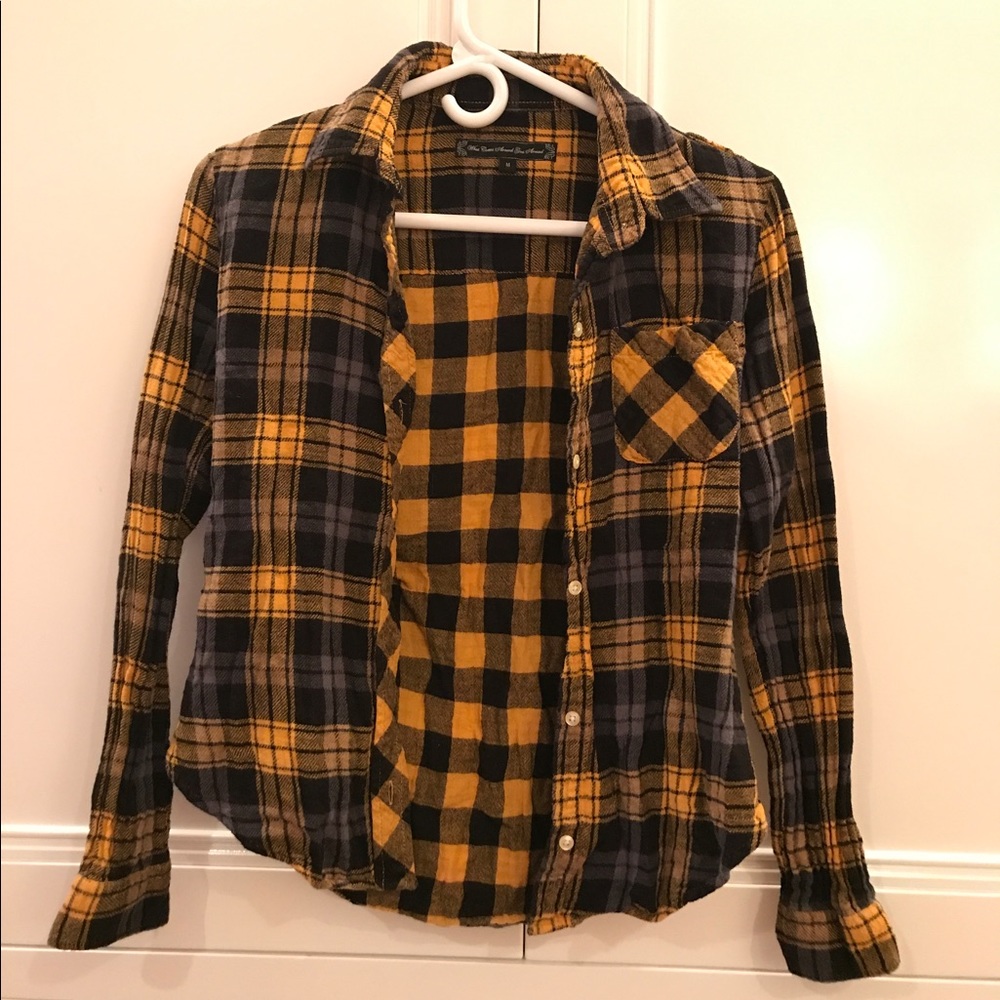 Blue and yellow plaid shirt