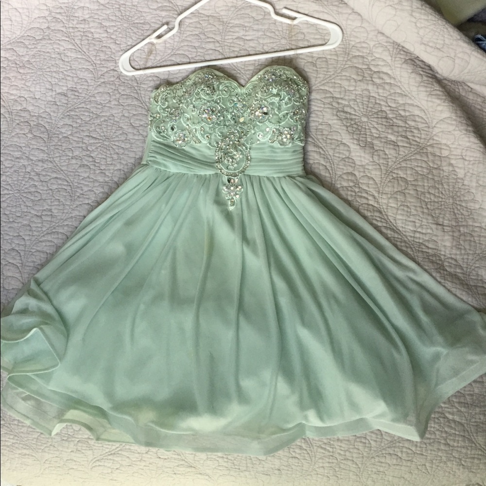MINT EMBELLISHED STRAPLESS DRESS