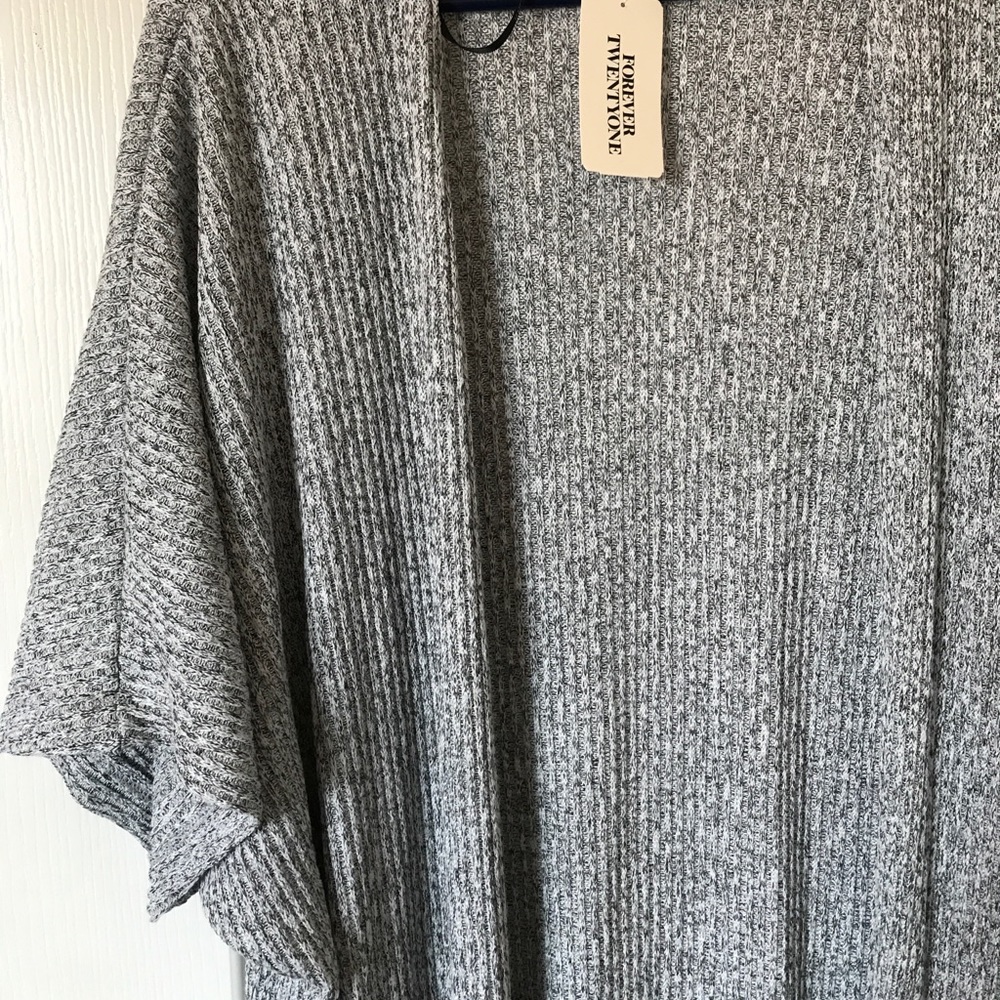 Long grey short sleeved cardigan