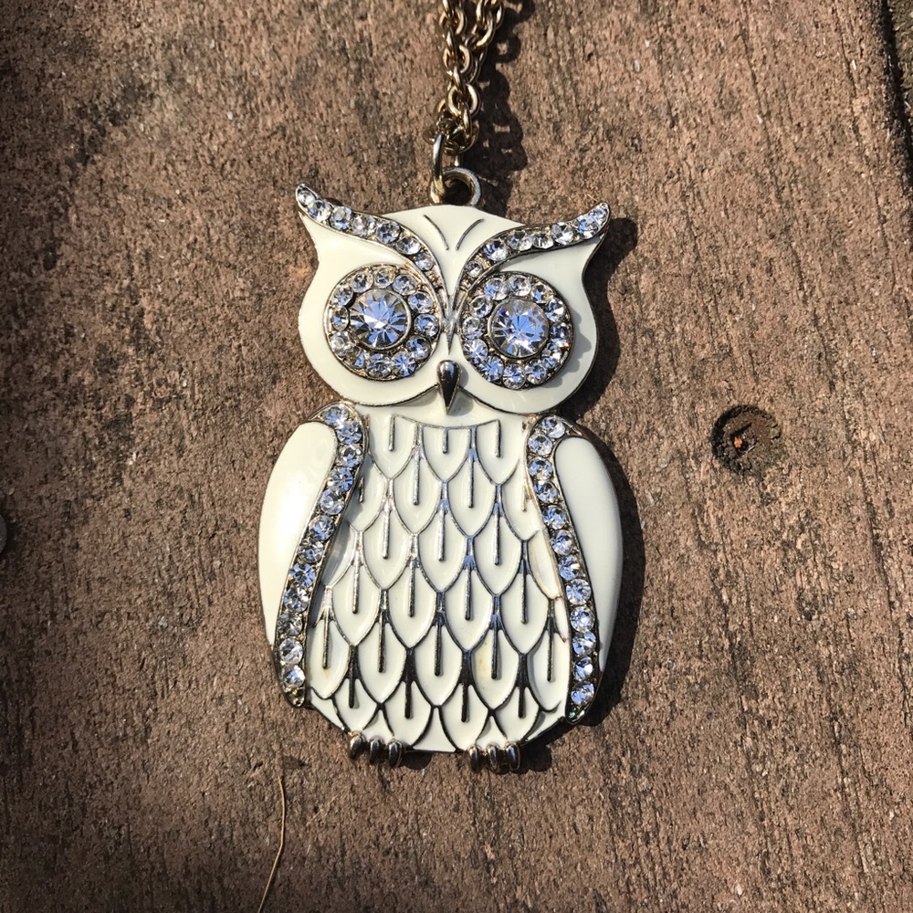 White and Gold Owl Necklace