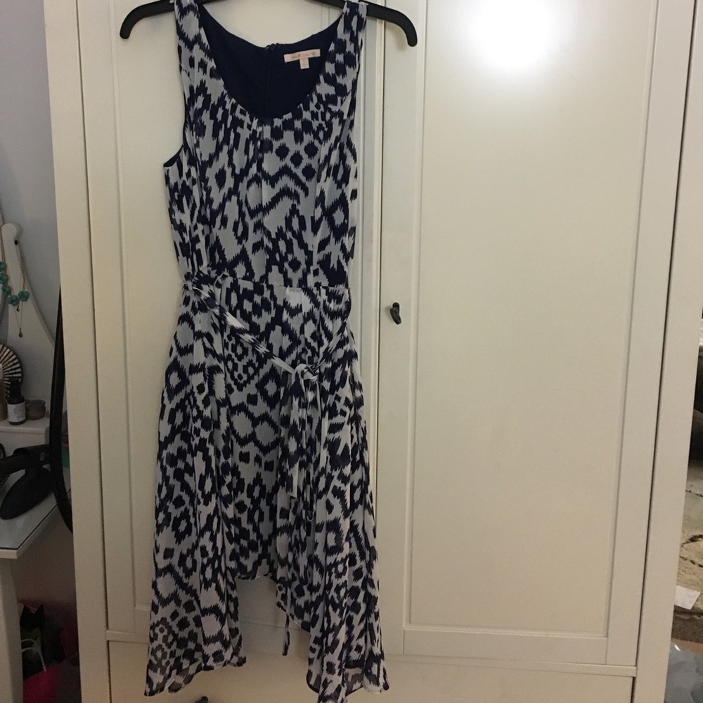 White and Navy High Low Dress Size S