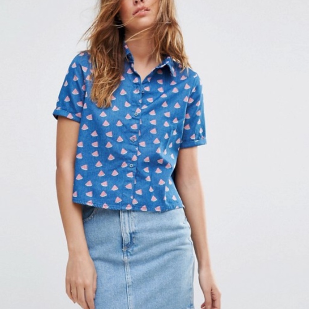 Asos watermelon jean shirt NWOT