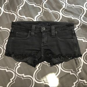 Frankie B Grey Low Rise Studded Denim Shorts