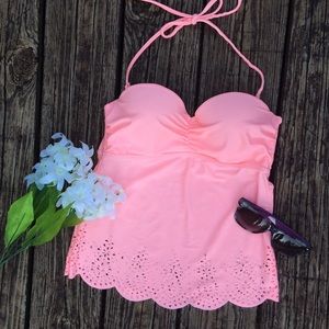 Neon Pink Scalloped Tankini