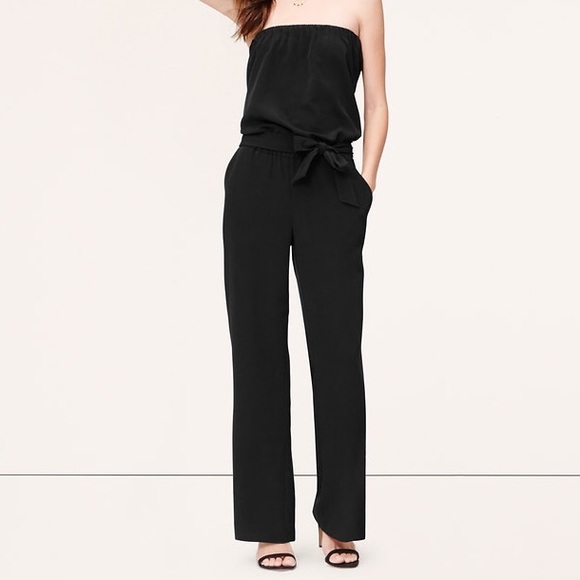 black strapless romper pants