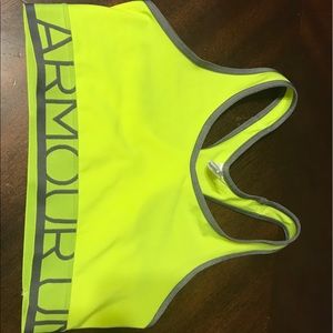 Under Armour neon yellow sports bra