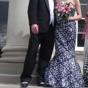 Black and White Sequence Prom Dress
