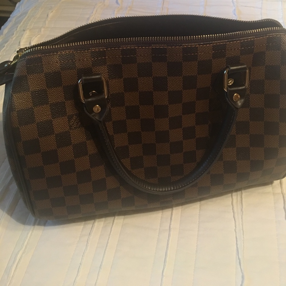 Designer inspired brown speedy bag