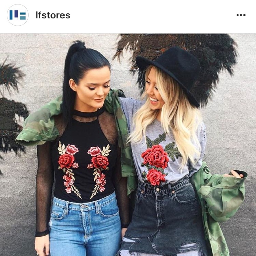 Rose embroidered Vintage inspired T-Shirt from LF