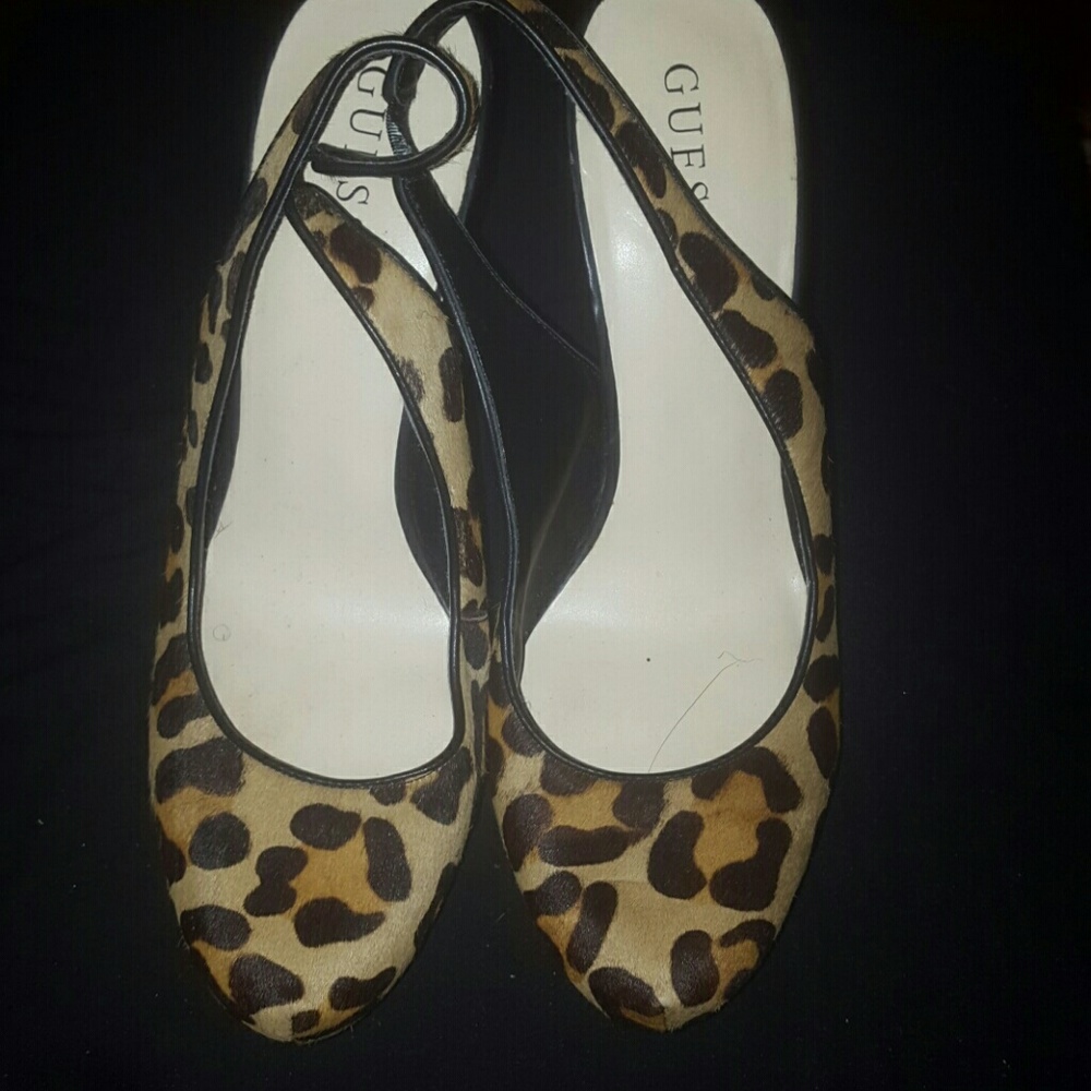 3 inch wedge leopard sling backs