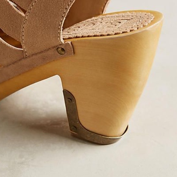 Leather Gladiator Lace Up Wooden Heel Mule Clog - Picture 5 of 6