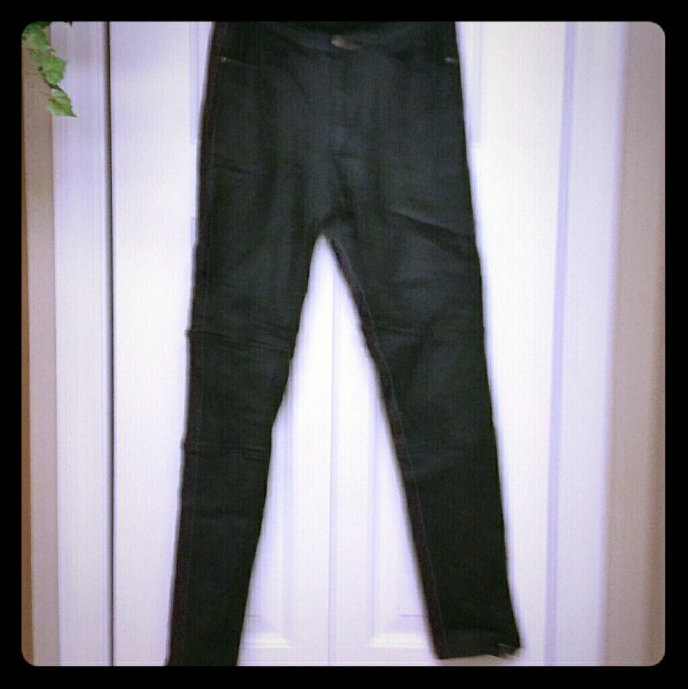 mindcode Black Moto Faux Leather Stretch Pants