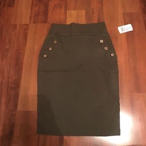 Olive green midi skirt