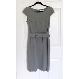Calvin Klein Belted Gray Sheath Dress