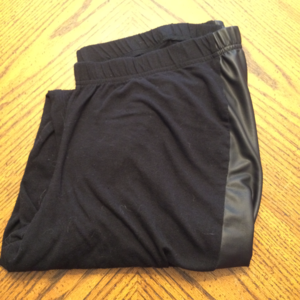 Black Faux Leather Panel Leggings