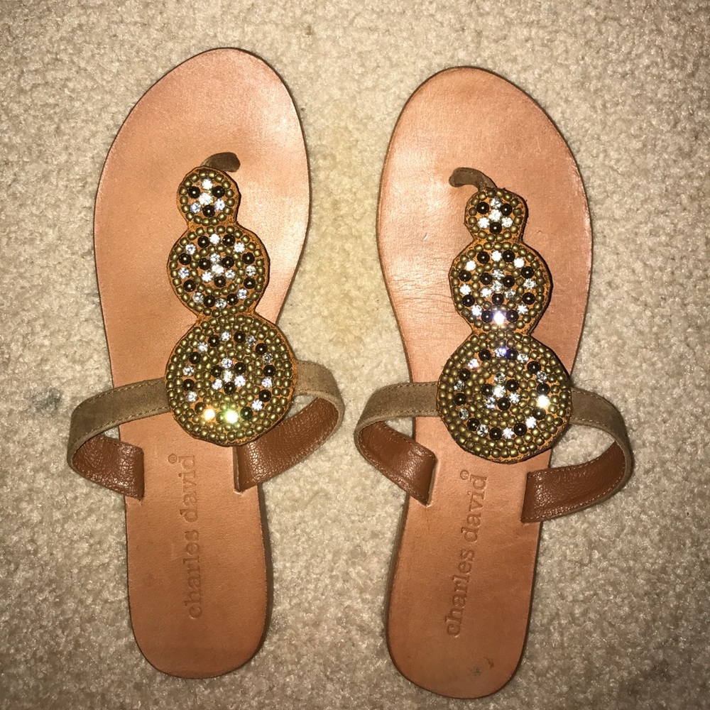 Charles David size 8 Bead & Crystal Sandals