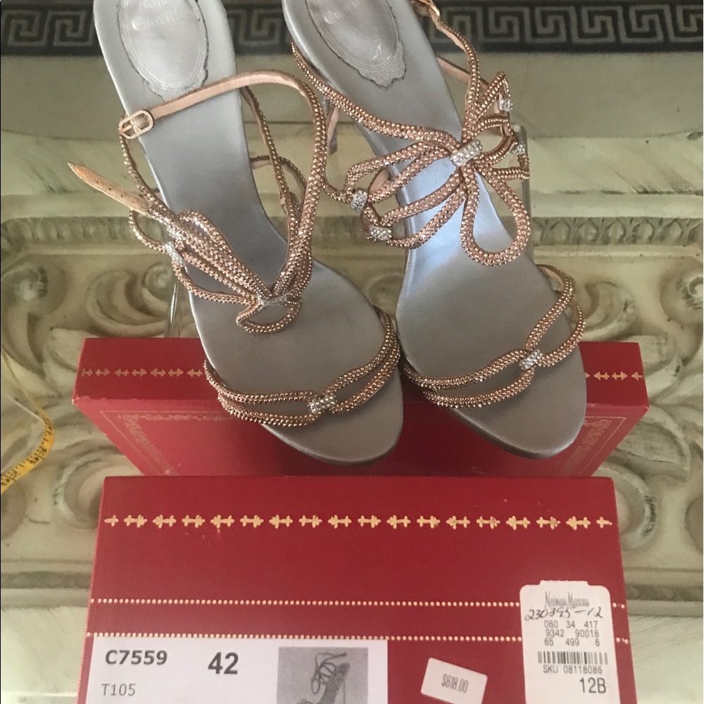Size 11, Rene Caovilla Rose Crystal Ankle Strap - Picture 6 of 8