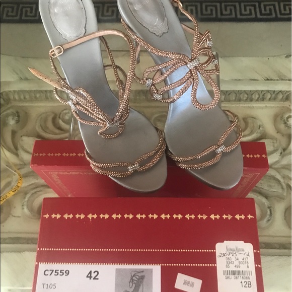 Size 11, Rene Caovilla Rose Crystal Ankle Strap - Picture 6 of 8