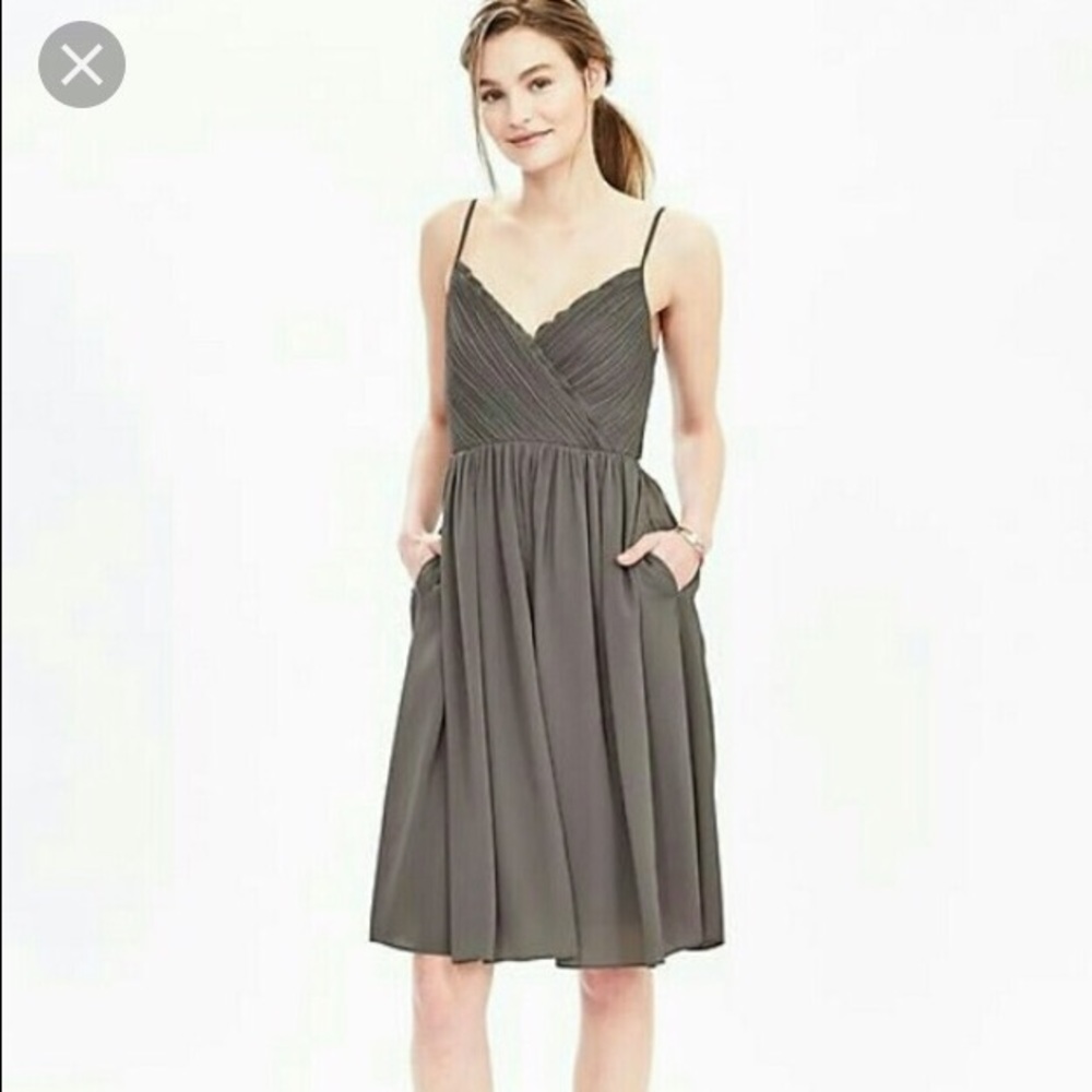 Gray Banana Republic knee length pleated dress